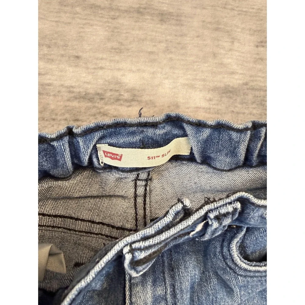 Levis 511 Slim Kids Medium Wash Blue Denim Jeans Adjustable‎ See Measurements
